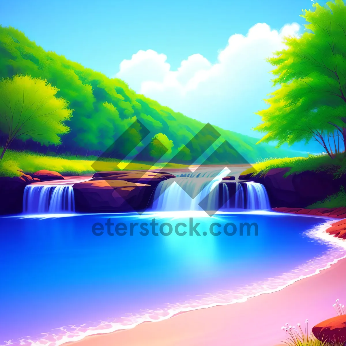 Picture of Scenic Summer Sunset Over Rural Landscape
