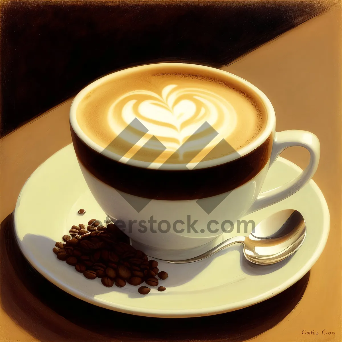 Picture of Caffeine Kick: Hot Cappuccino on Saucer