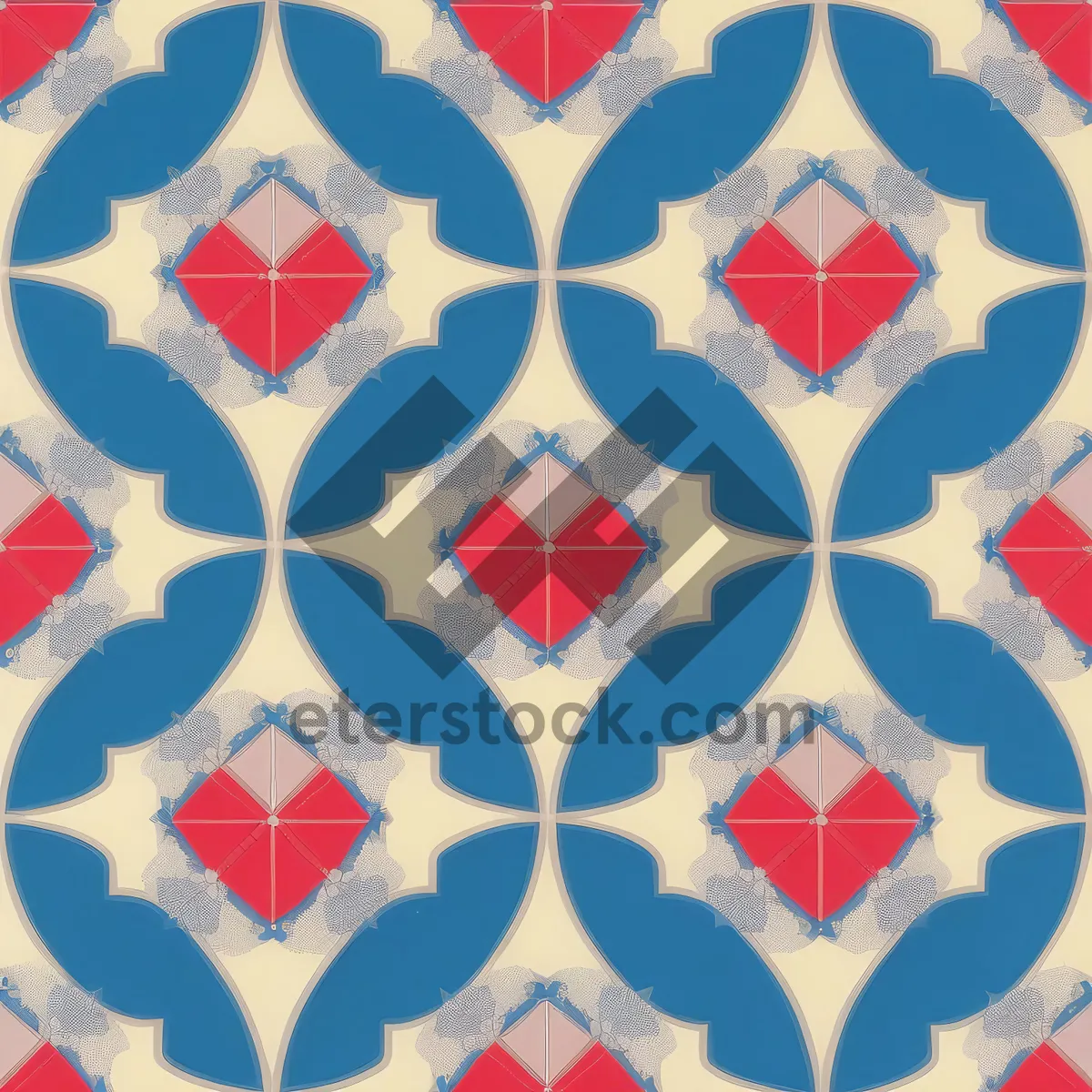 Picture of Vintage floral arabesque tile mosaic seamless pattern wallpaper