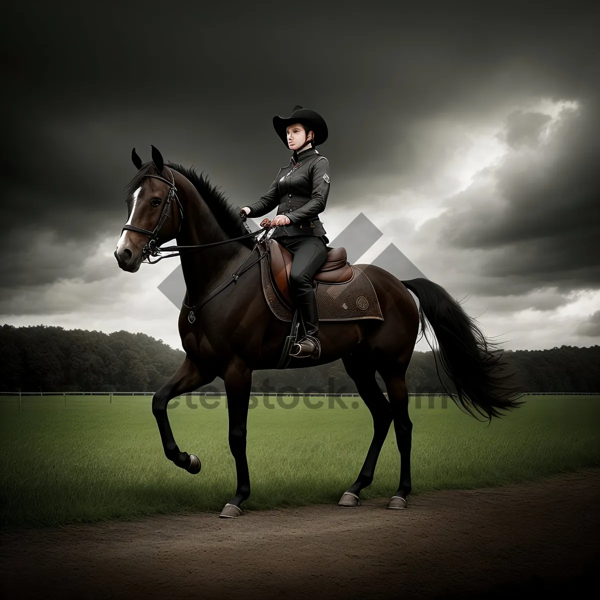 Picture of Speeding Stallion on Equestrian Polo Match