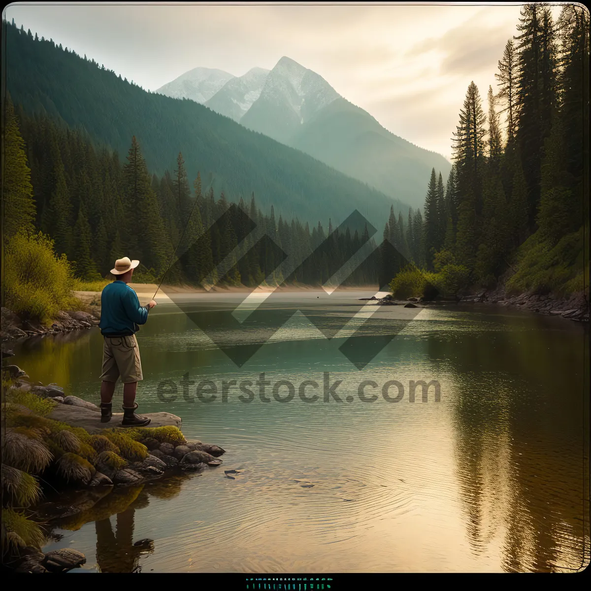 Picture of Serene Lakeside Retreat amidst Fall Foliage