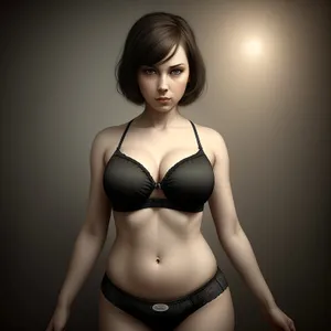 Sexy Black Lingerie Model Posing Seductively