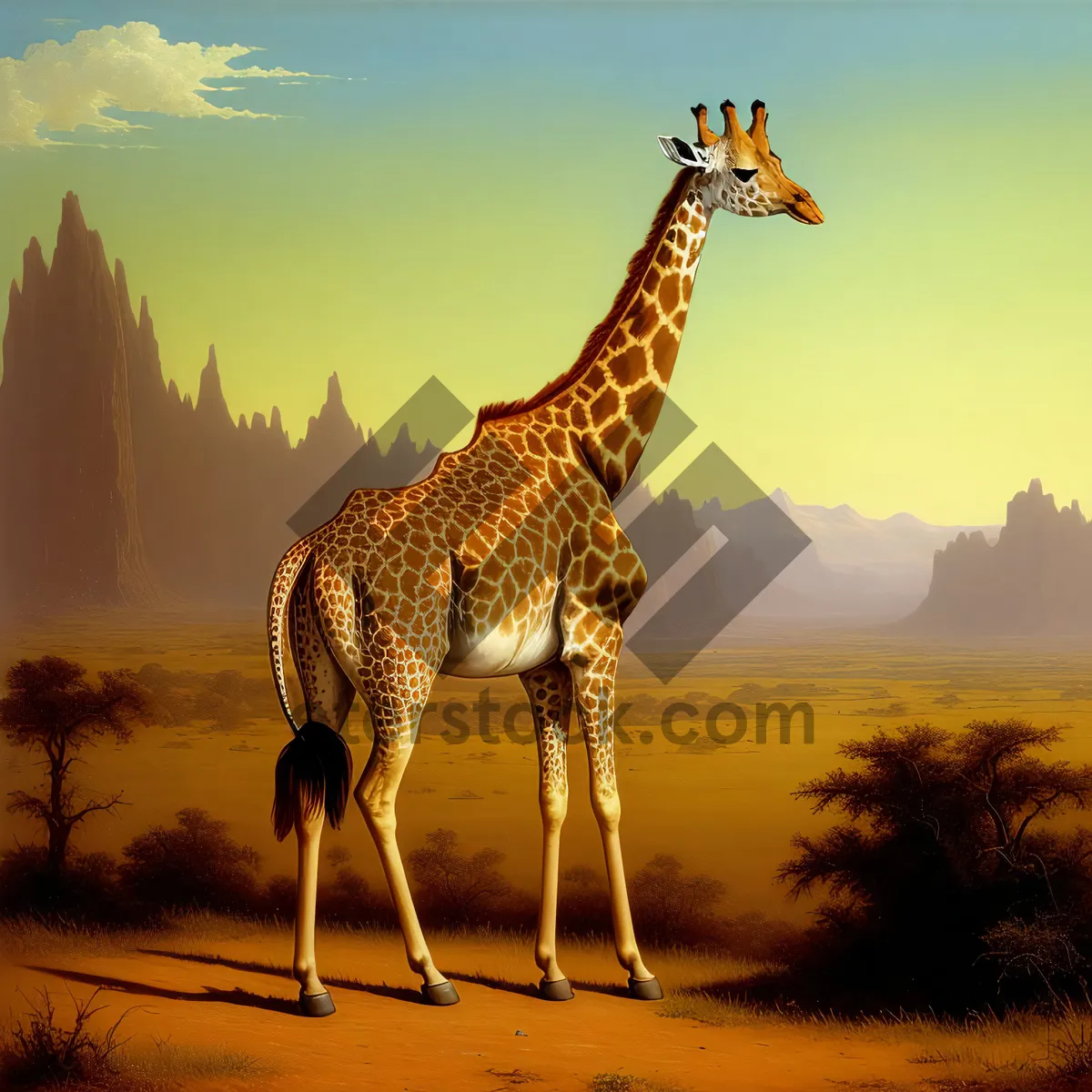 Picture of Graceful Giraffe in South African Wilderness