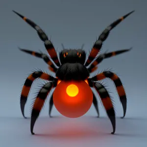 Orange Black Widow Spider on Fruit