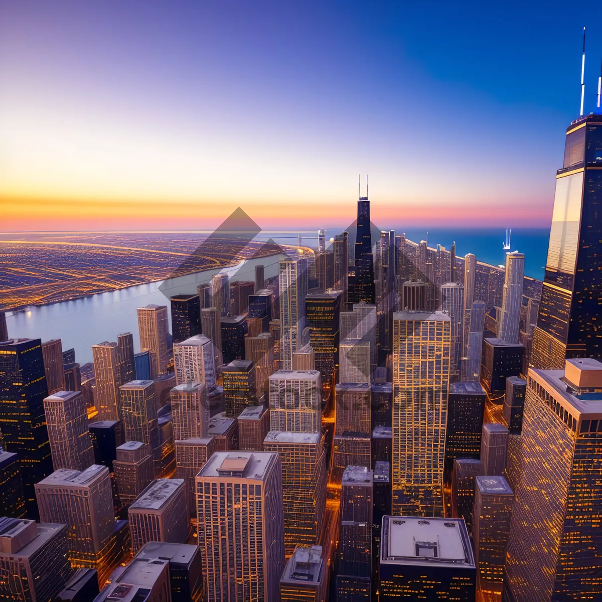 Picture of Cityscape Sunset Reflecting in Urban River