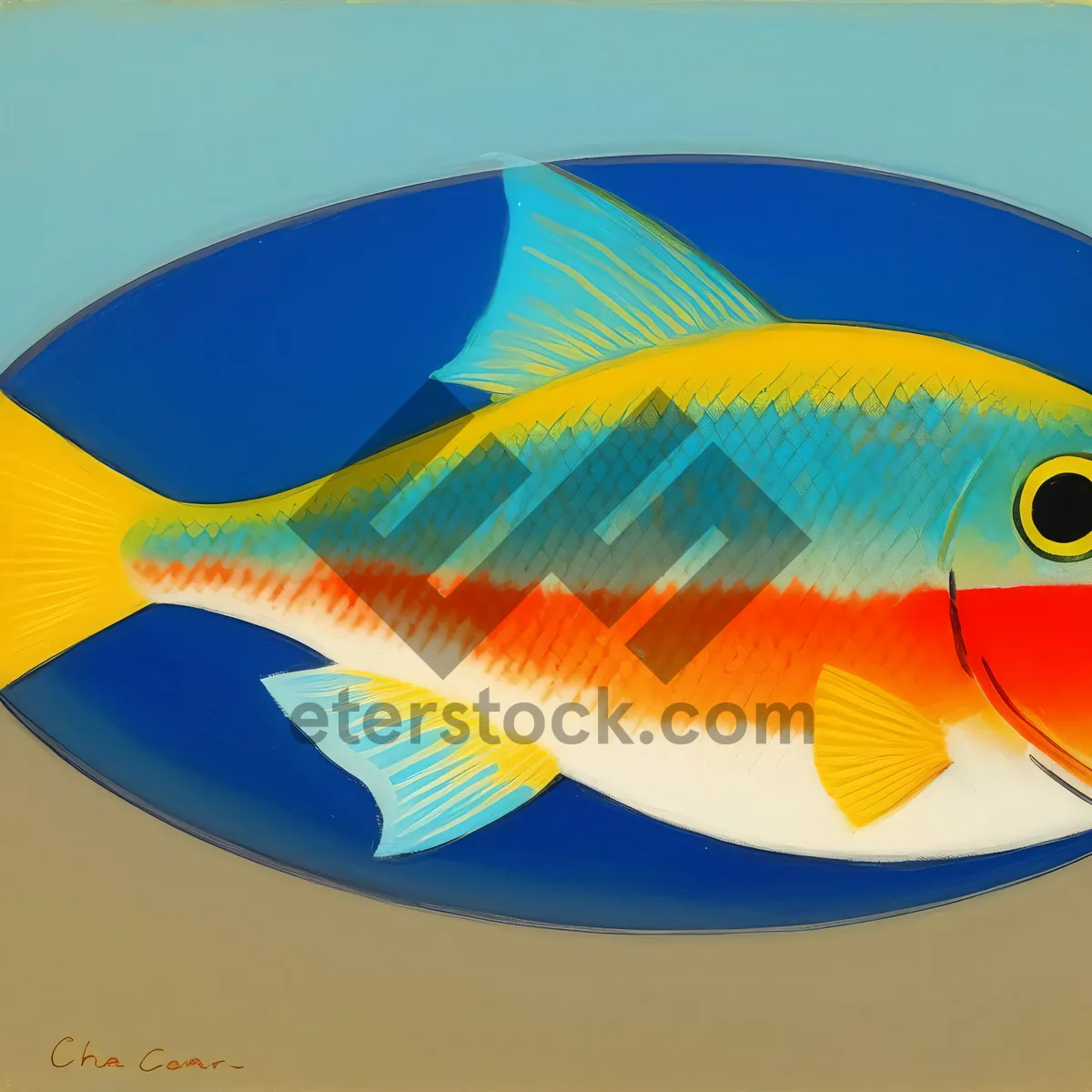 Picture of Colorful Fish Swimming in Tropical Sea Waters