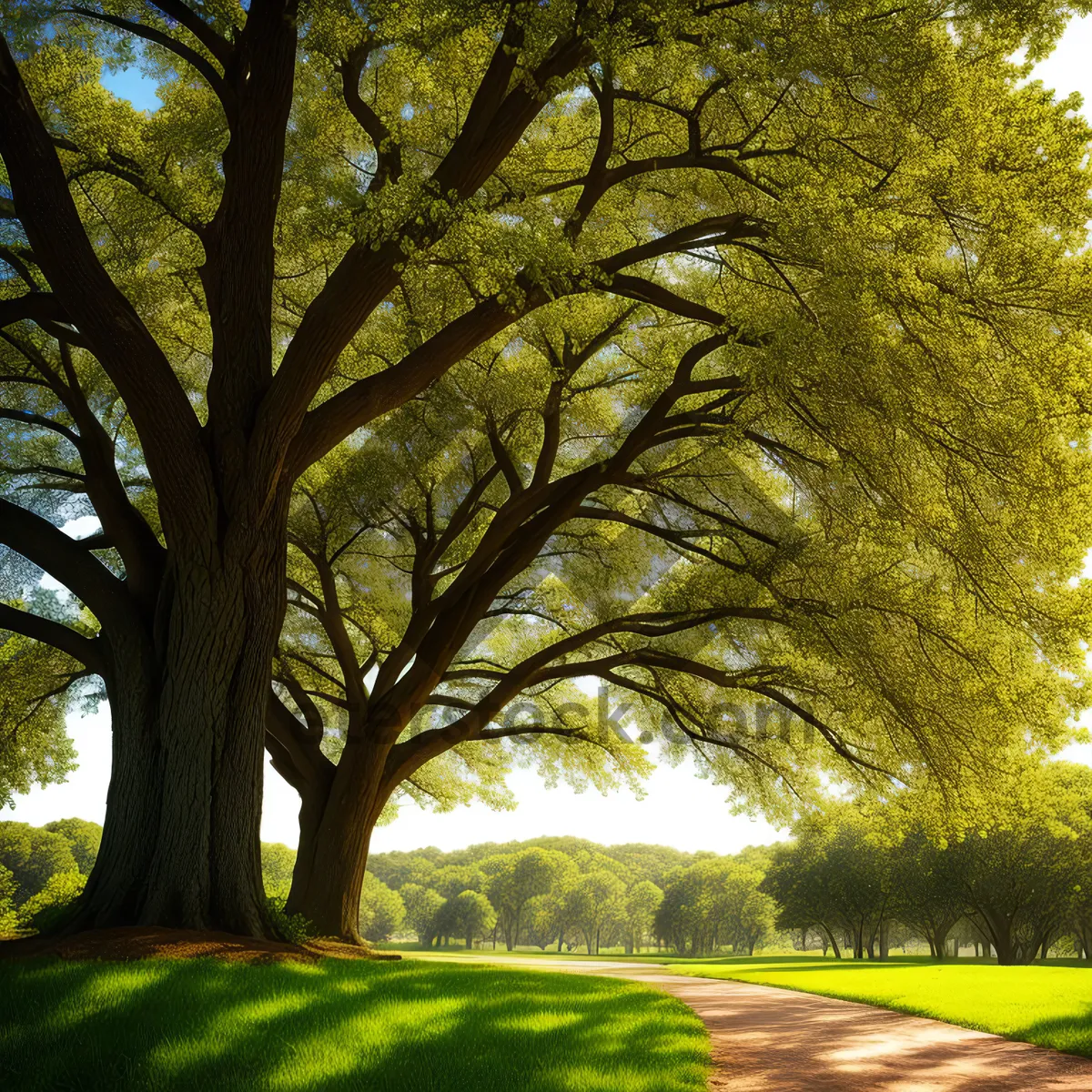 Picture of Autumn Oak Tree Amidst Vibrant Foliage