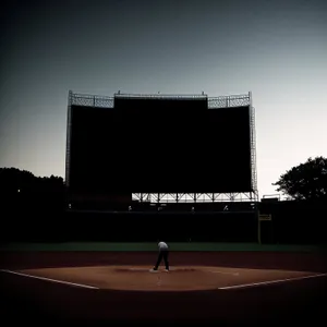 Patriotic Crowd Cheering at Nighttime Stadium"
or
"Silhouetted Athlete in Vibrant Stadium Spotlight