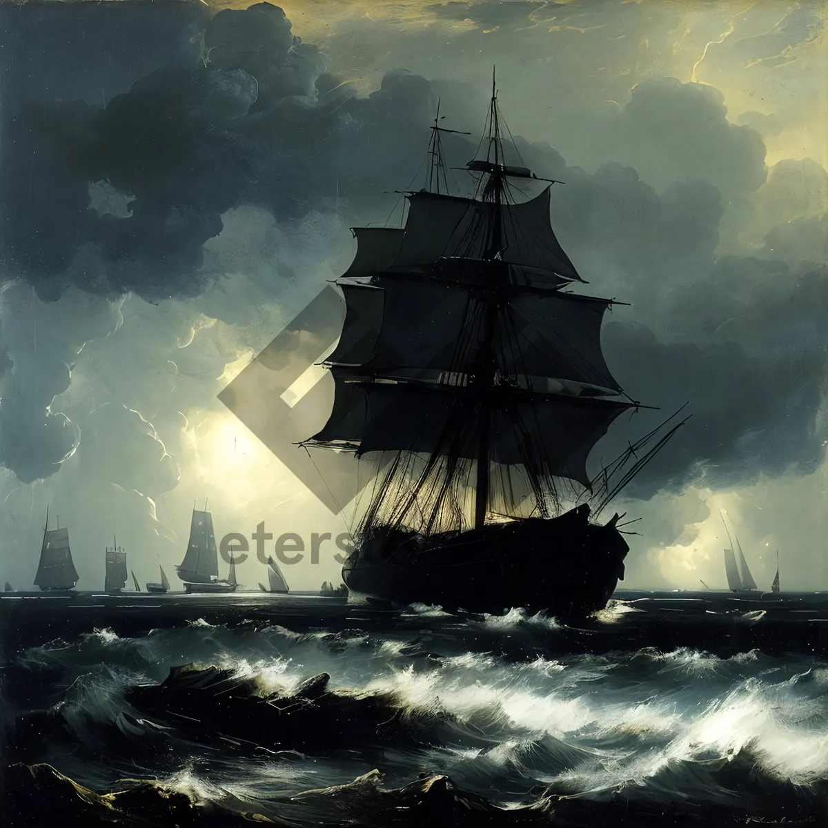 Picture of Sailing into History: Majestic Pirate Warship at Sunset