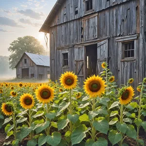 Bright yellow sunflower field in vibrant summer sunlight.