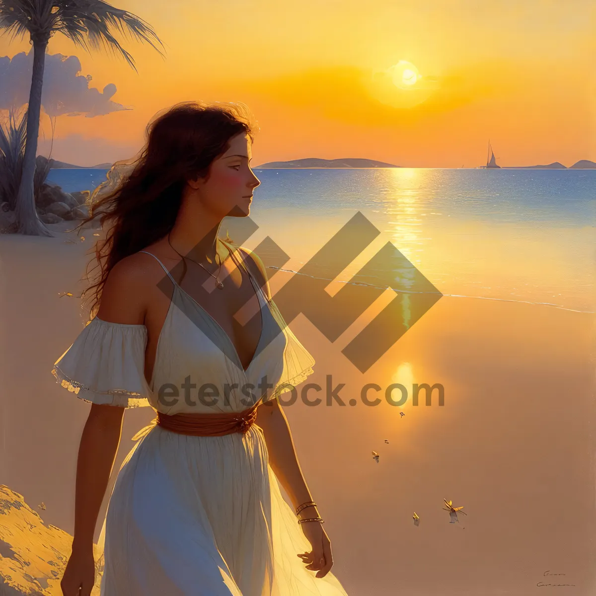 Picture of Summer Sensation: Attractive Model Posing in Beachwear