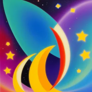 Moonlit Abstract: Colorful Graphic Wave in Modern Space Design