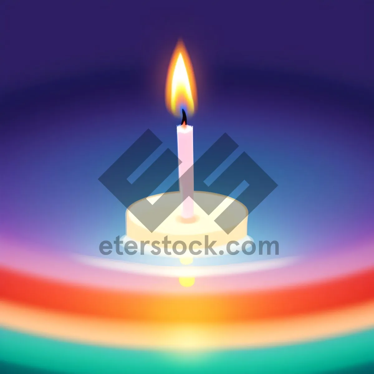 Picture of Shiny Candle Flame Icon - Wax Heat Light