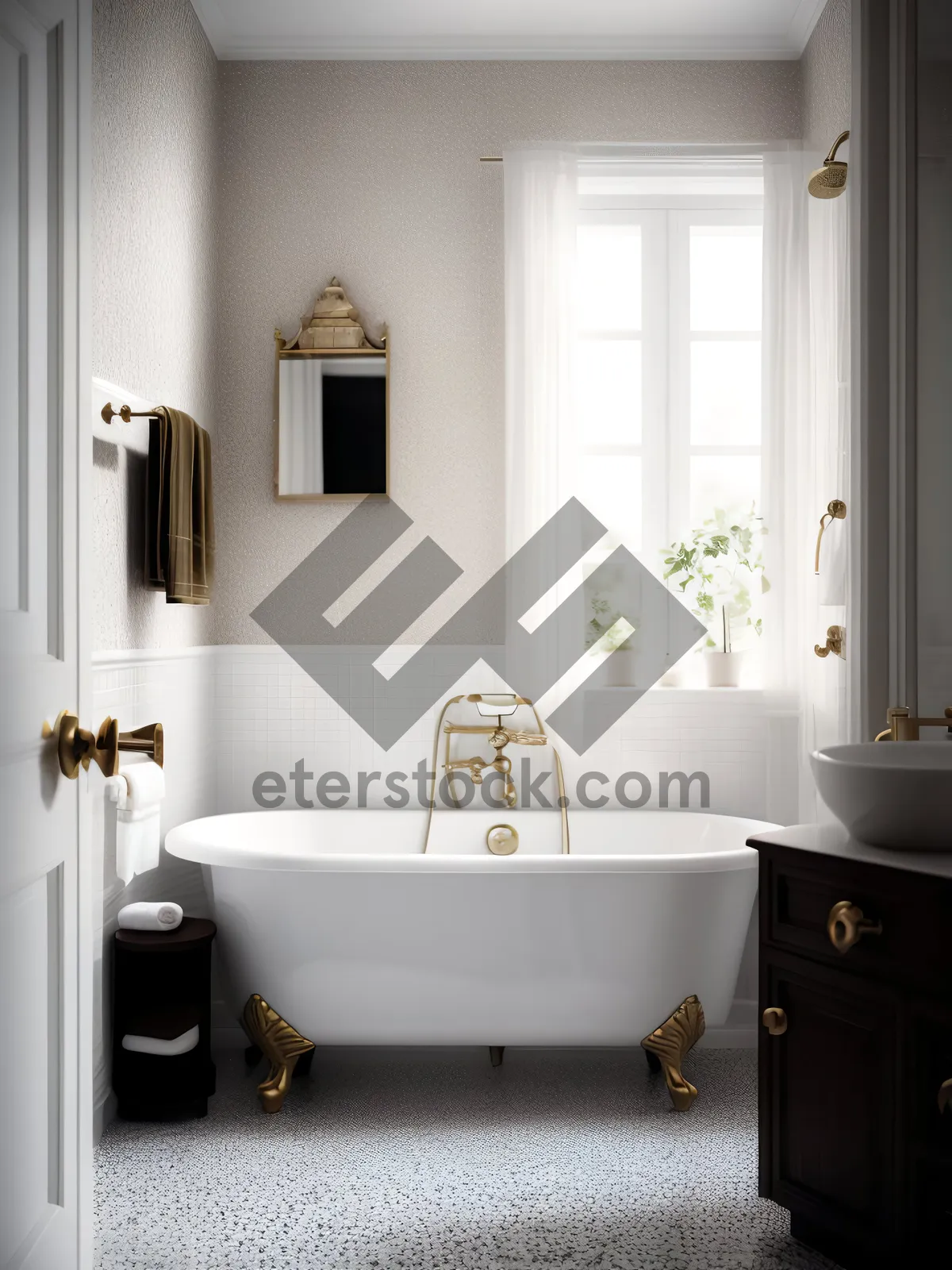 Picture of Luxurious Bathroom Retreat with Stylish Decor and Modern Fixtures.