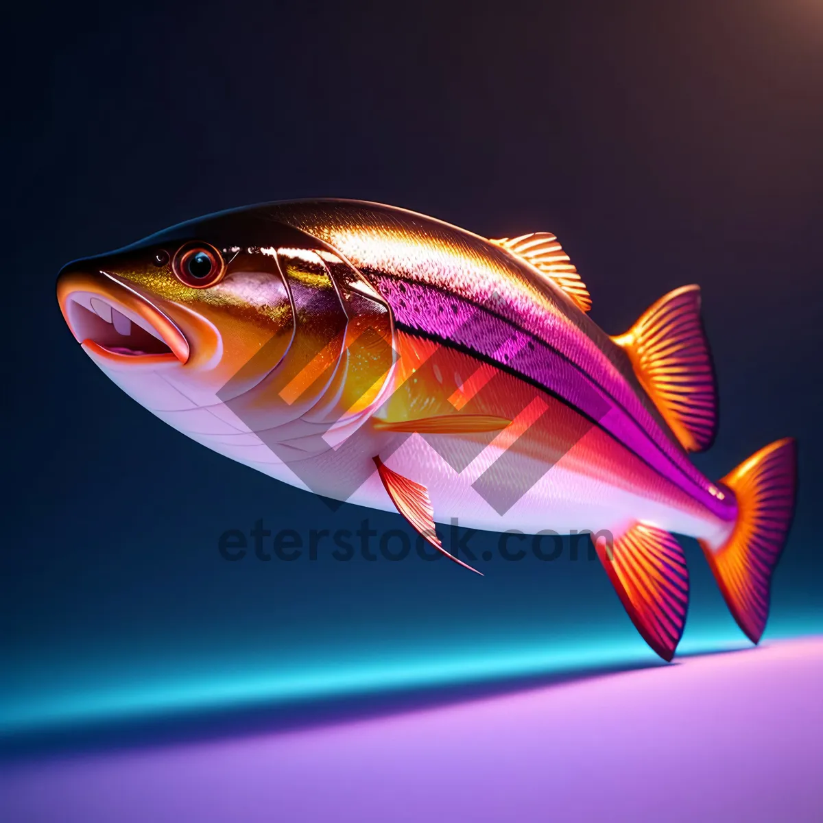 Picture of Vibrant Tropical Goldfish Swimming in an Aquarium