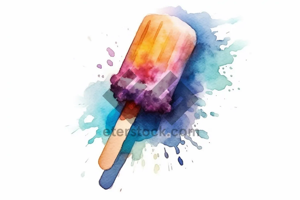 Picture of Watercolor ice lolly frozen dessert illustration.