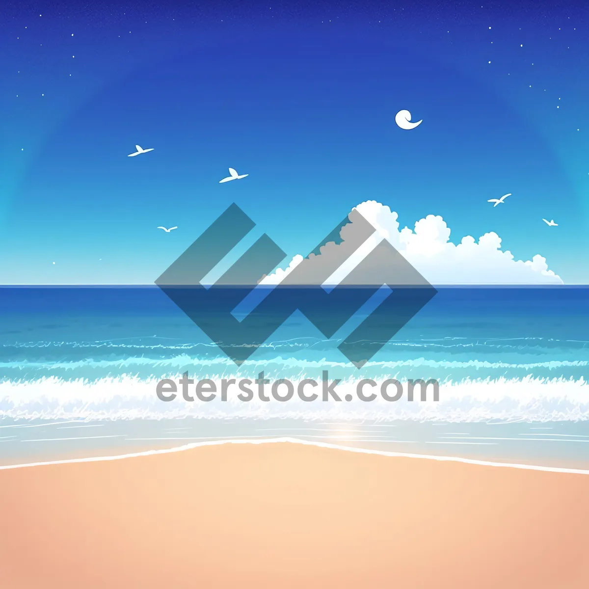 Picture of Tranquil Tropical Seascape with Pristine Sandy Beach