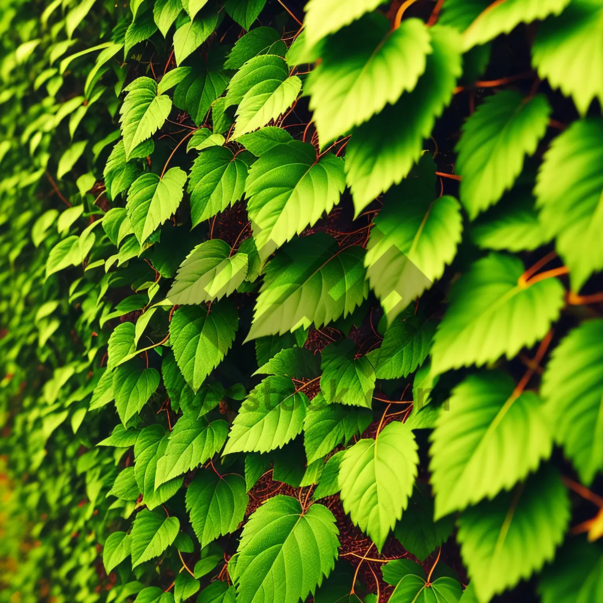 Picture of Vibrant Sumac Leaves in Sunlit Forest