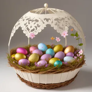 Delicious Easter treats in a rattan chocolate basket