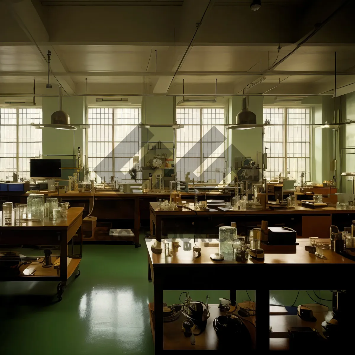 Picture of Modern interior design of luxury restaurant with wooden furniture