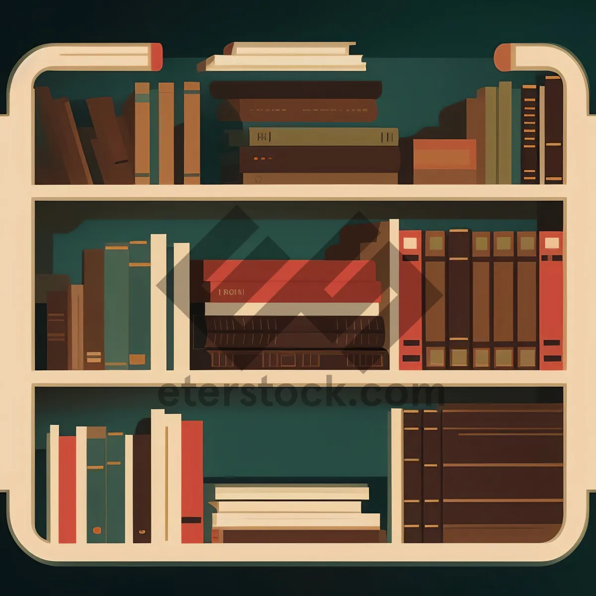 Picture of Education and Study Bookshelf with Stacks of Literature