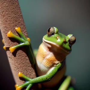 Vibrant Eyed Tree Frog in Orange Leaf