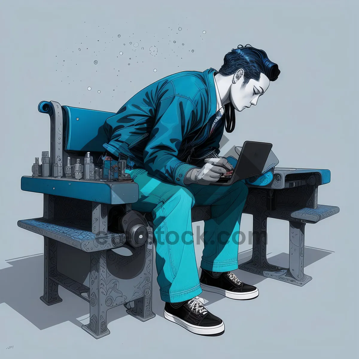 Picture of Professional Man Using Circular Saw in Office