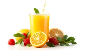 Nutritious Citrus Breakfast Beverage with Ice Slice