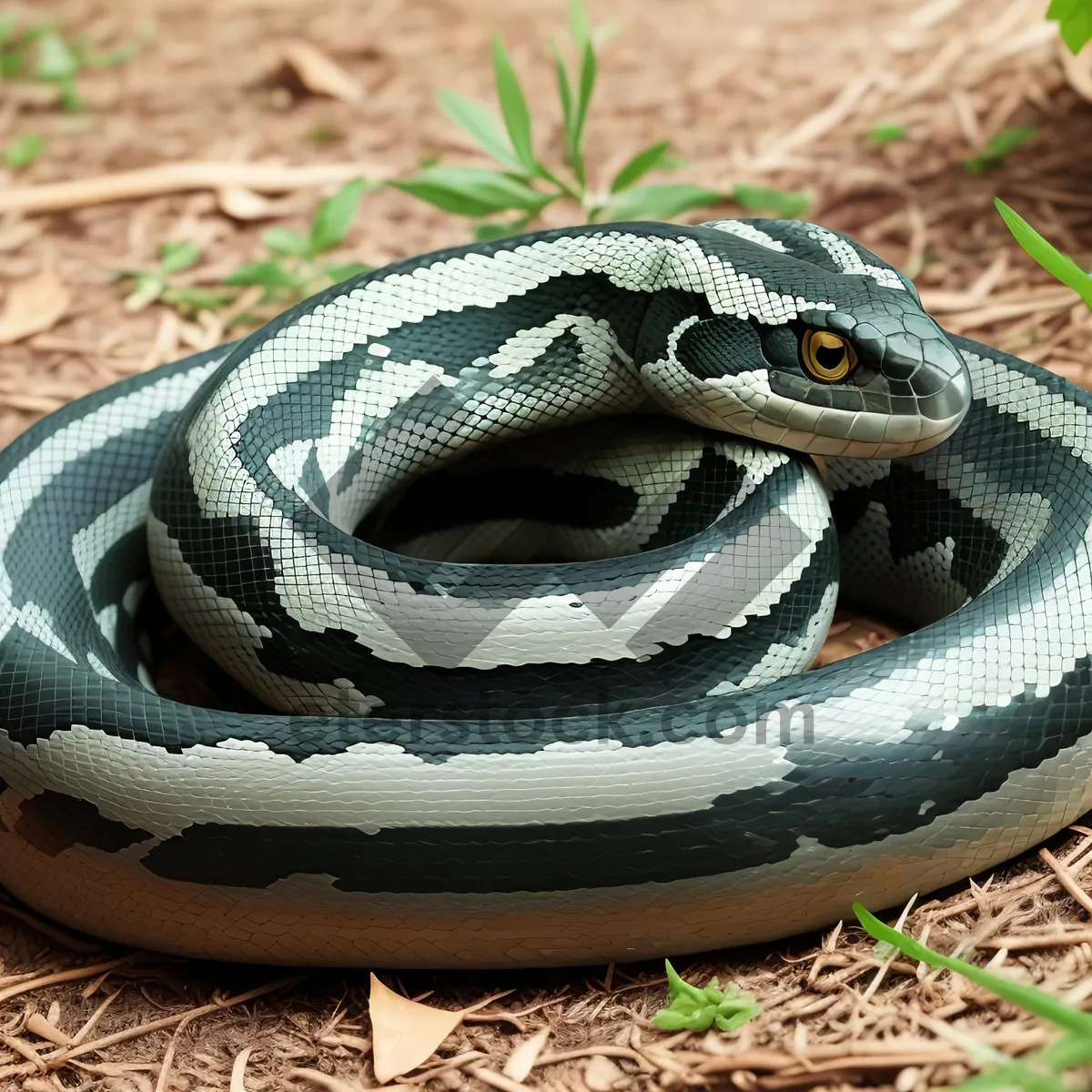 Picture of Enigmatic Garter Snake Slithers through Wildlife at Night