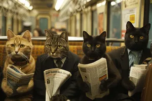 Curious Kitty with Gray Whiskers on Newspaper