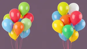 Colorful Balloon Party Decoration with Ribbons and Helium