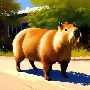 Furry Guinea Pig: Fluffy Brown Pet with Cute Nose