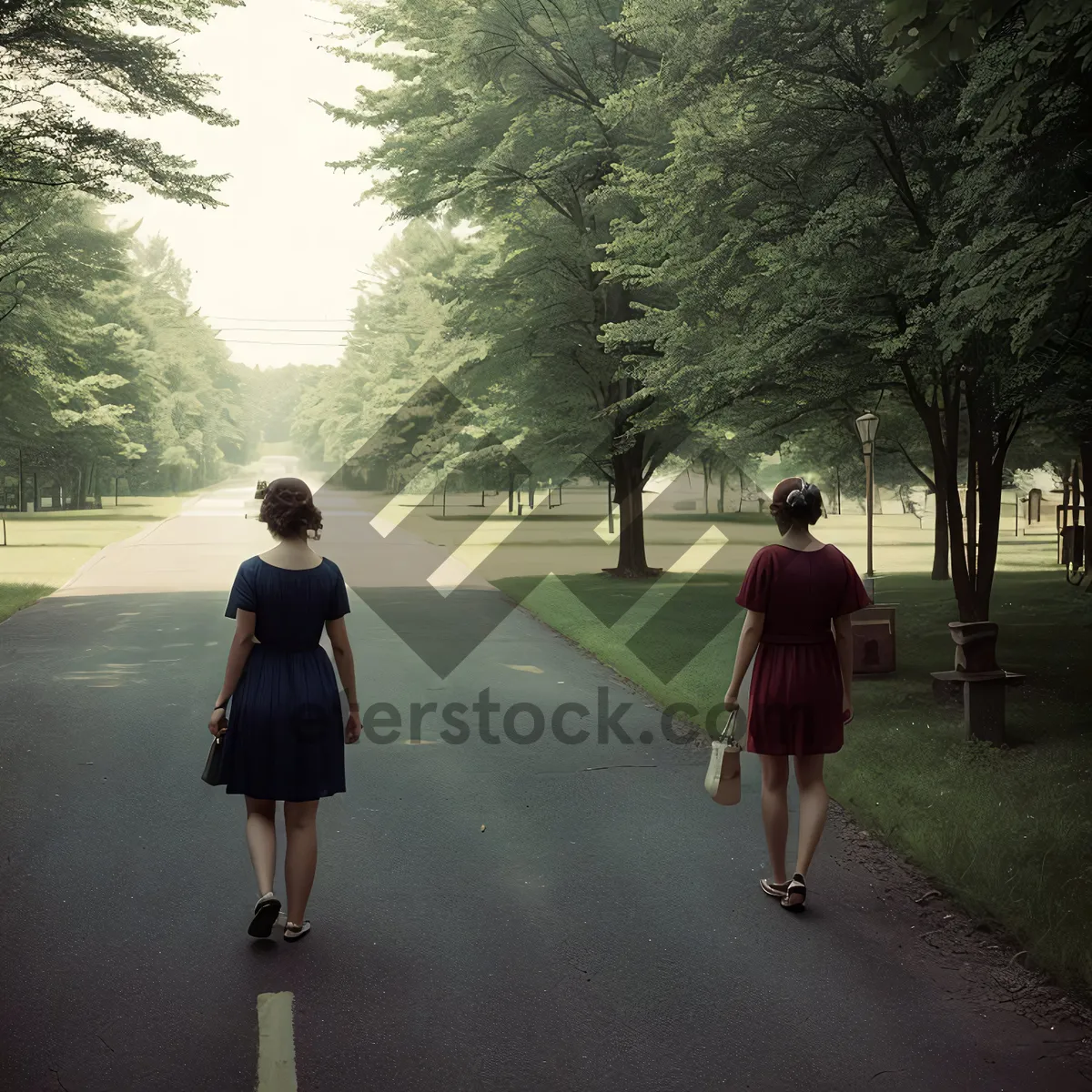 Picture of Serene Summer Stroll Through Lush Parkland