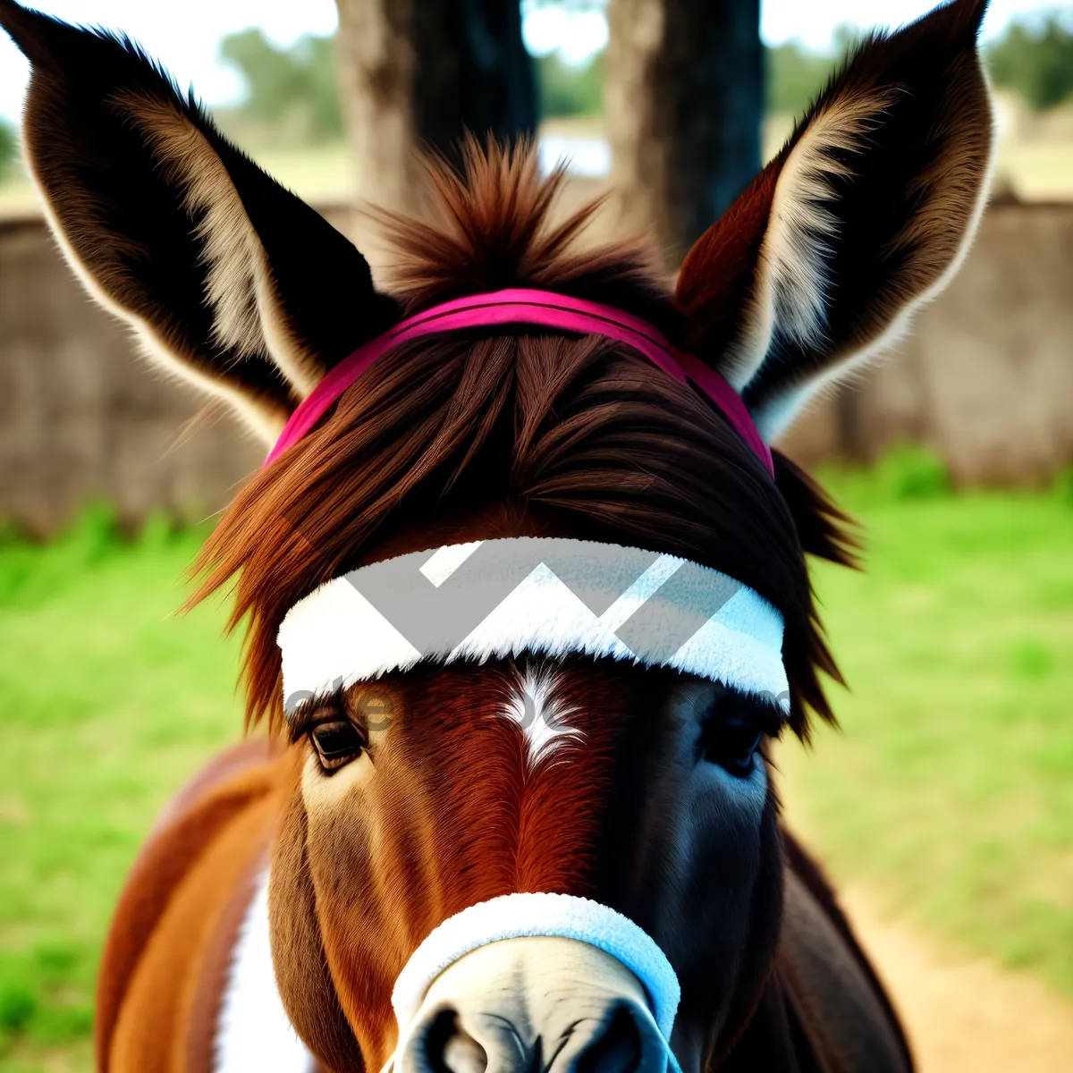 Picture of Majestic Brown Stallion in Meadow