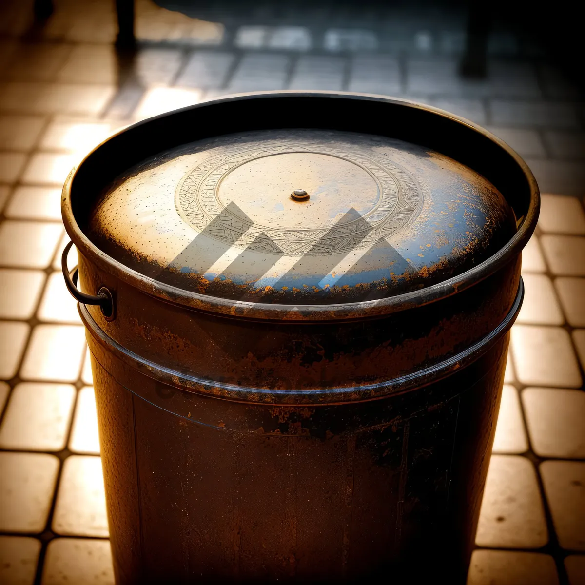 Picture of Milk Can Ashcan Bin Container - Rustic Metal Vessel