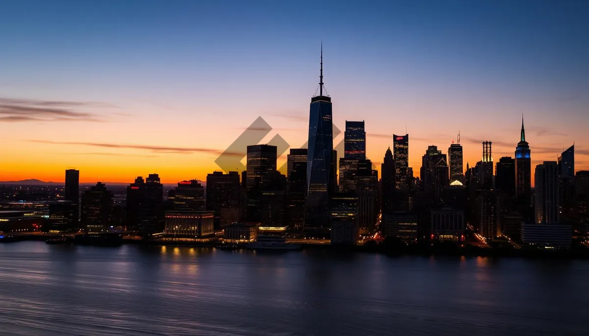 Picture of Modern Office Tower Reflecting in Water at Dusk