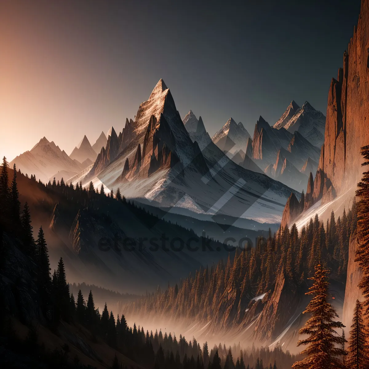 Picture of Serene Valley Peaks - Majestic Mountain Landscape