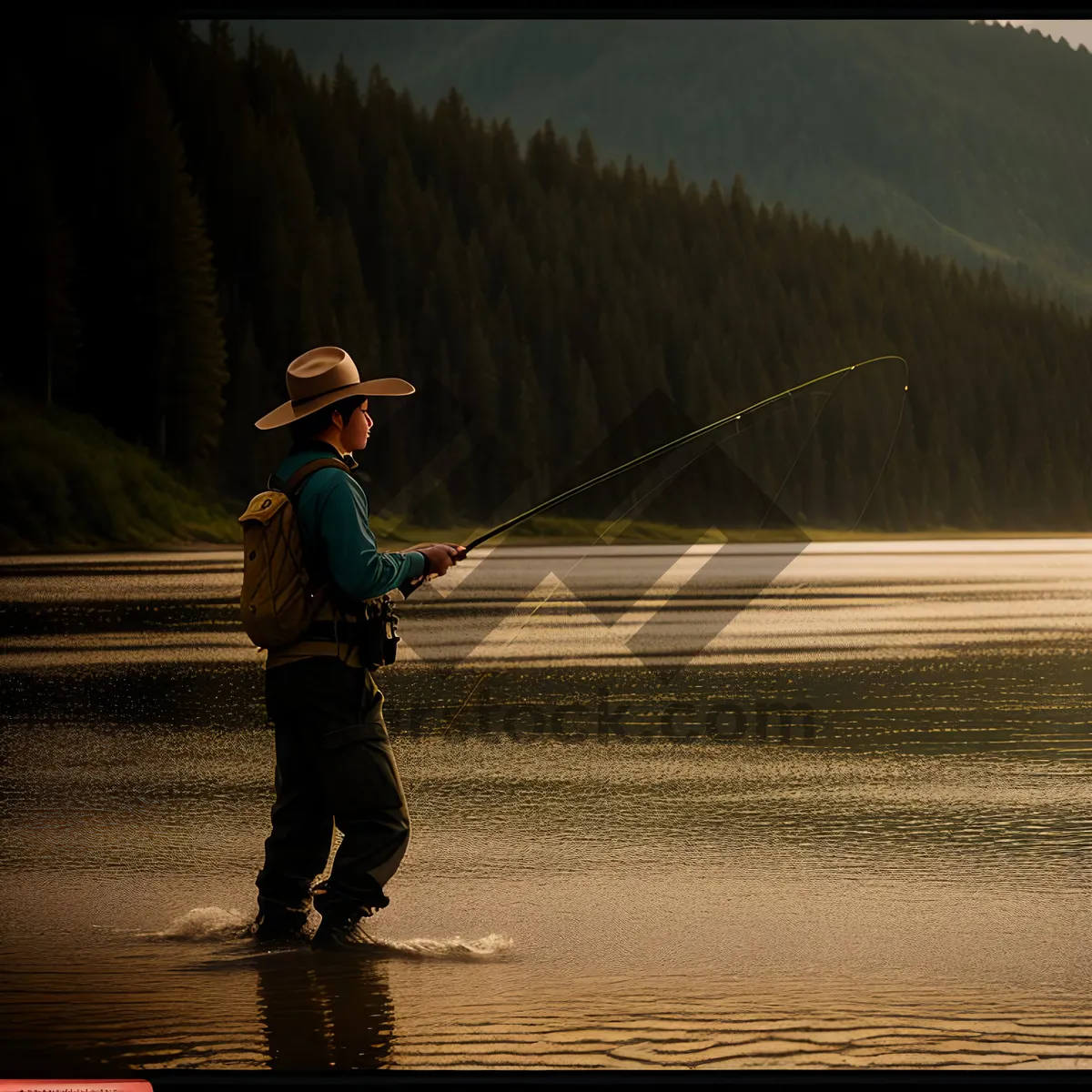 Picture of Serene Sunset Fishing at the Beach