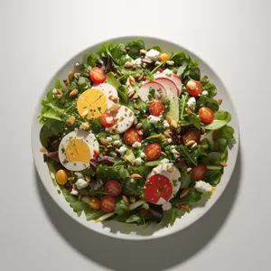 Fresh Gourmet Vegetable Salad with Cheese and Olive