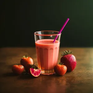 Refreshing Strawberry Punch in Glass Cup