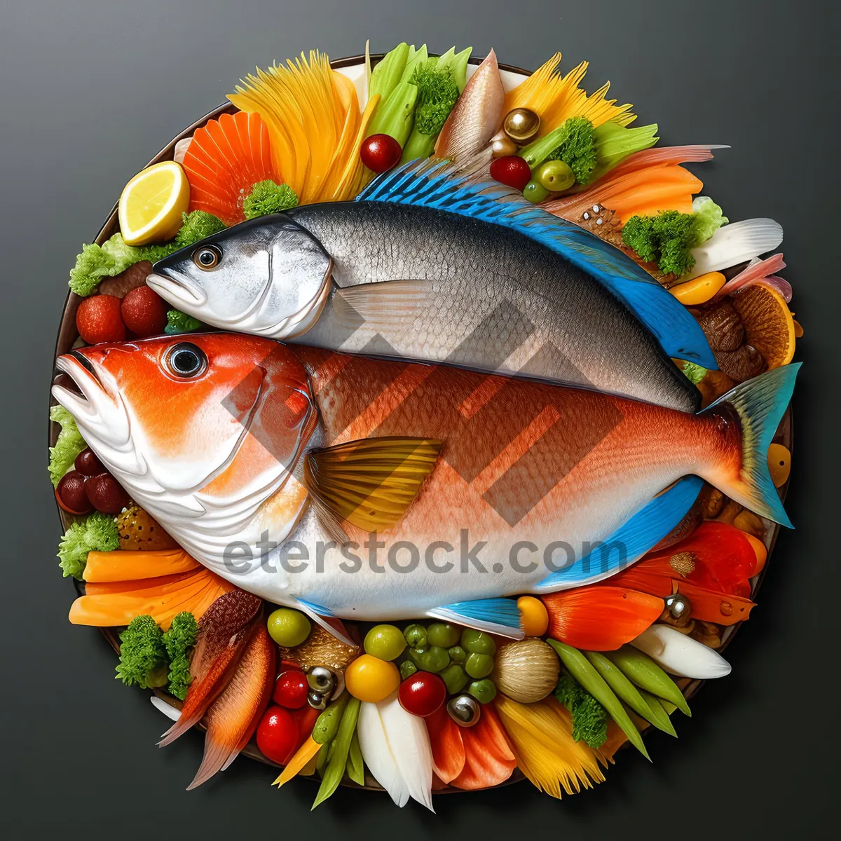 Picture of Tropical Goldfish Swimming in Sunflower Bowl