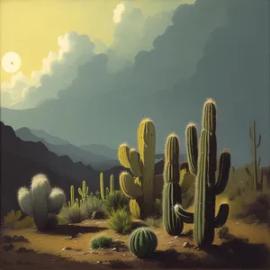 Majestic Sunset over Desert Cacti