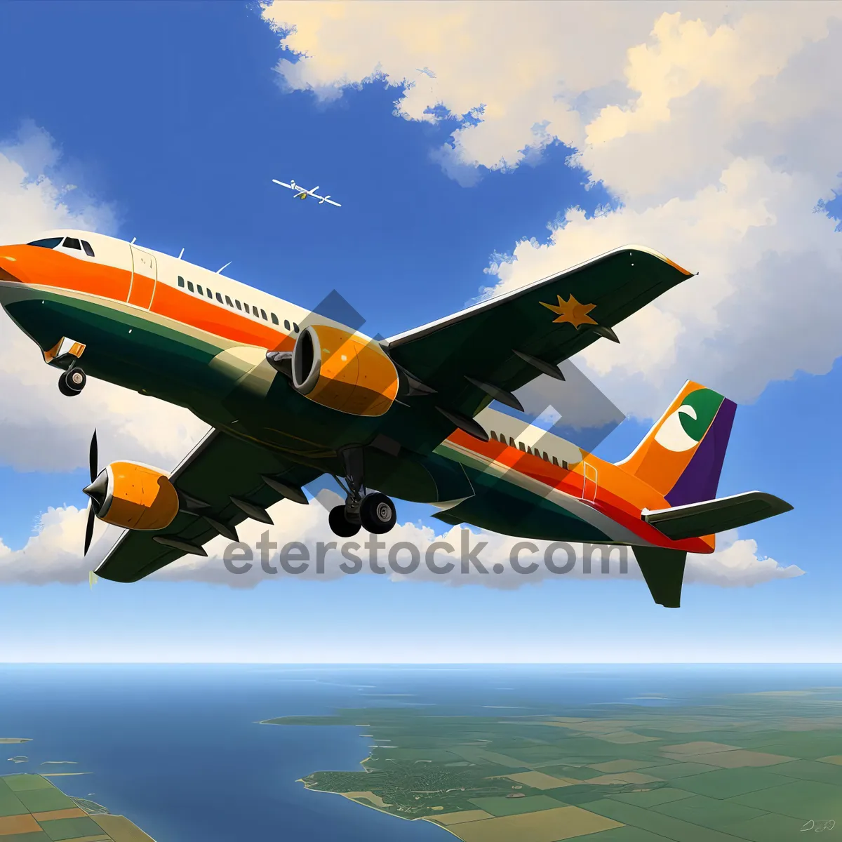 Picture of Jet Flying in the Sky - Transportation and Travel