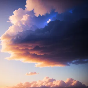 Vibrant Sky with Fluffy Clouds and Sunlight