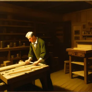 Smiling man playing marimba in office