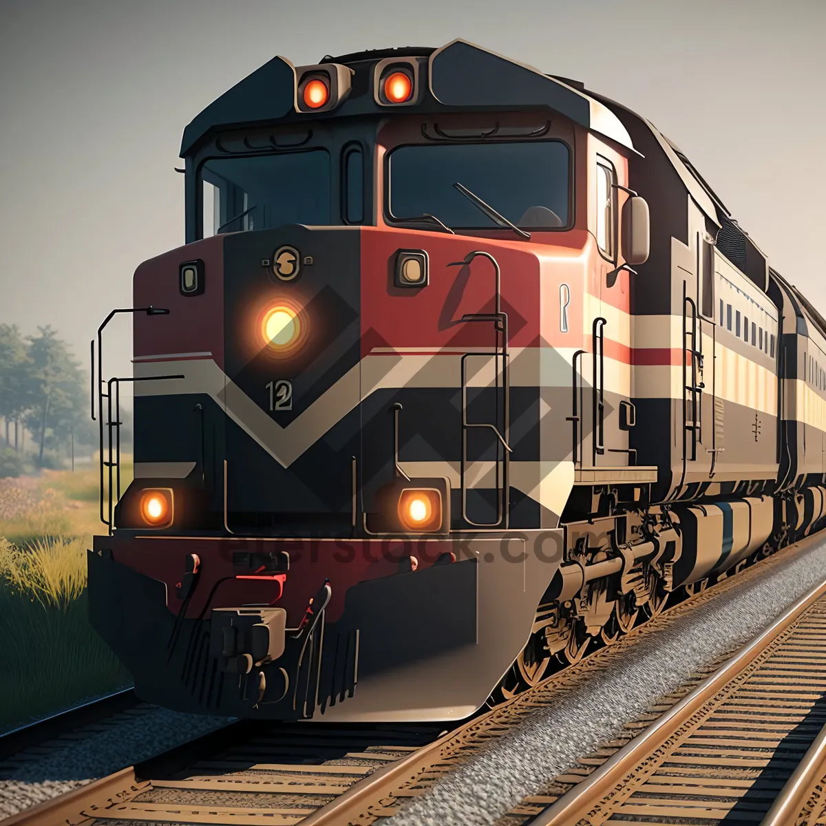 Picture of Vintage Electric Locomotive on Railroad Track