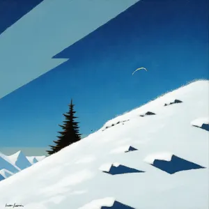Snowy alpine mountain range in winter vacation destination.