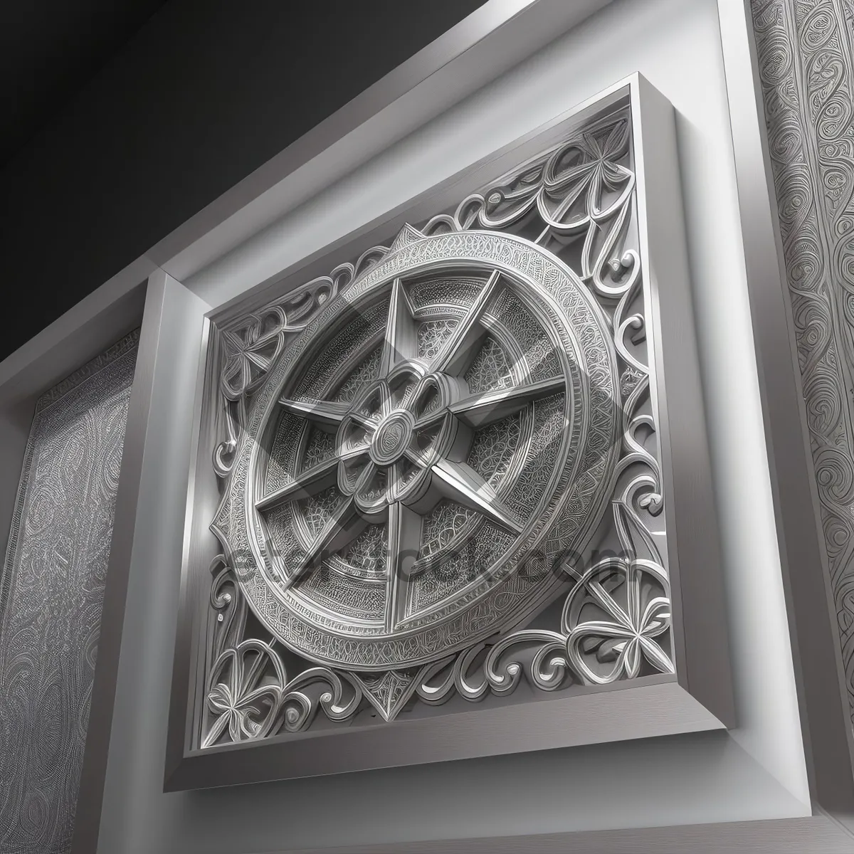 Picture of Vintage Window Clock: Antique Architectural Framework