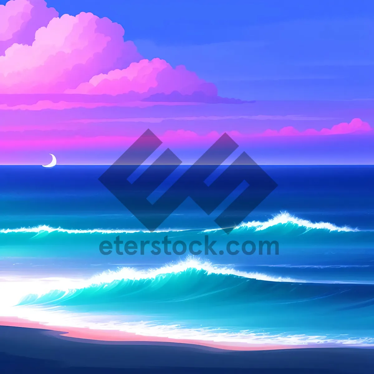 Picture of Serene Sunsets and Sea Reflections: A Coastal Summer Landscape