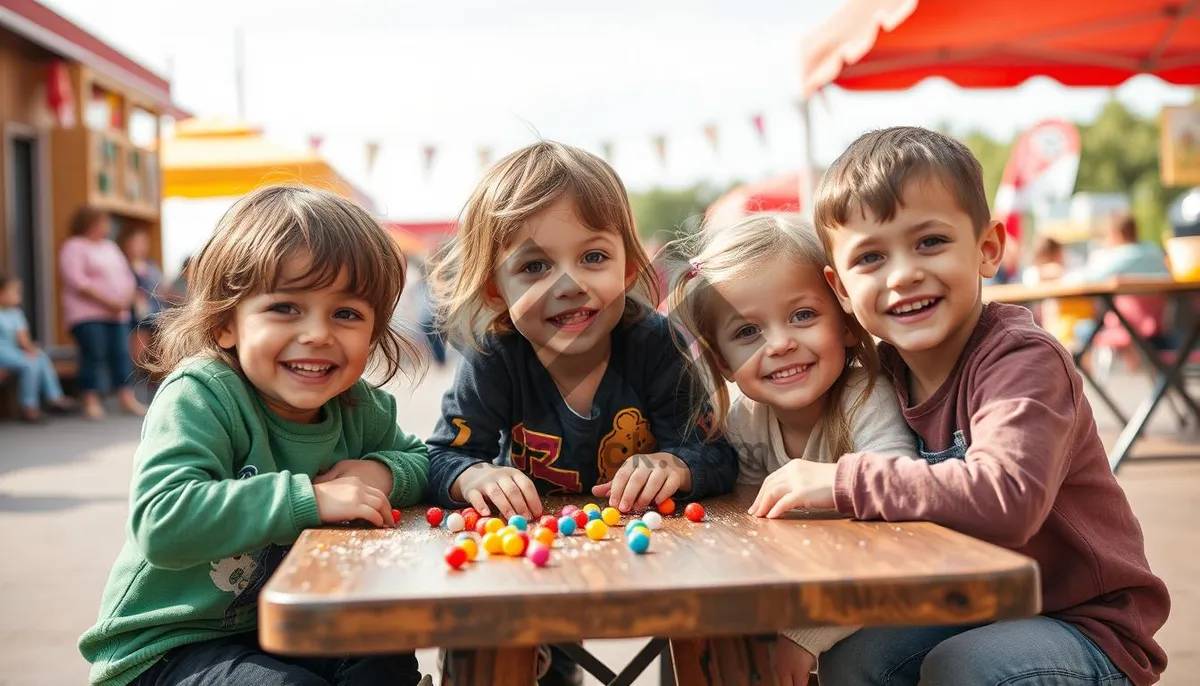 Picture of Happy family portrait with cute kids smiling together.